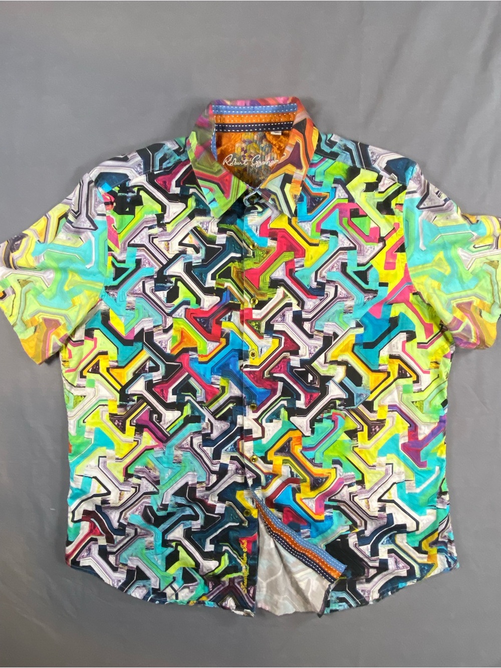 Robert Graham Multicolor Geometric Short Sleeve Button-Down Shirt